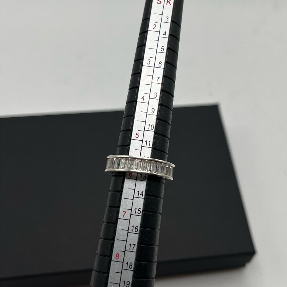 Diamonique Sterling Silver Baguette Eternity Band Size 6 #2